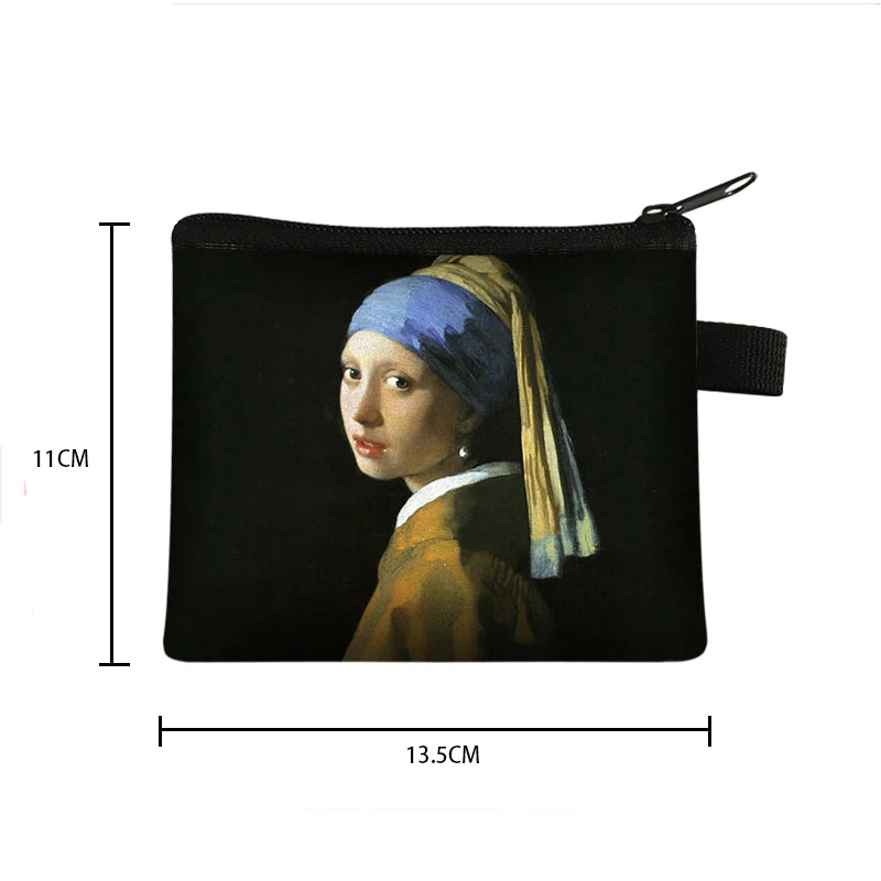 Vintage Oil Painting Floral Coin Purse Mini Clutch Wallet – Bohemian Nylon Organizer Wallet for Women