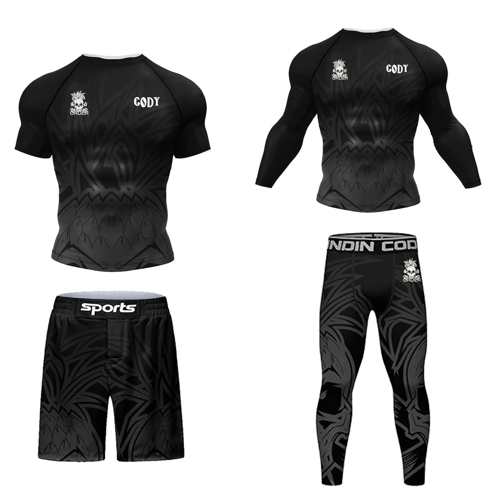 MMA BJJ Rash Guard 3D Print Compression T-Shirt & Pants – Durable Boxing Jogging Tracksuit