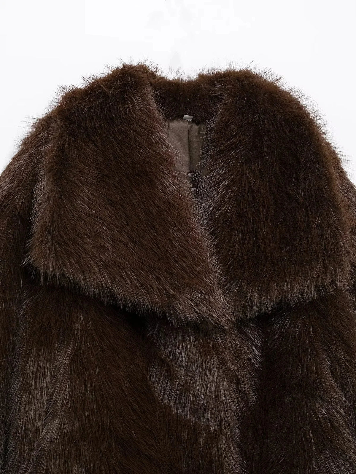 Women's Oversized Faux Fur Jacket – Single-Breasted Elegant Warm Coat