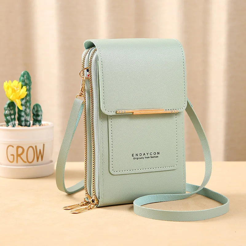 Touch Screen Cell Phone Purse Soft Leather Crossbody Bag — Women's Luxury Messenger Handbag