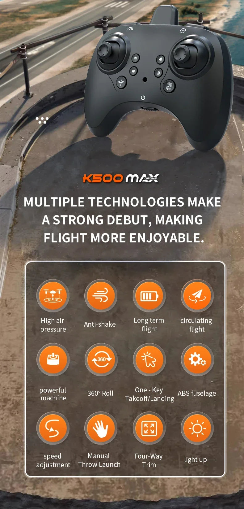 K500 MAX RC Fighter Plane Stunt Glider – 2.4G 360° Roll EPP Foam Airplane with LED for Kids & Beginners