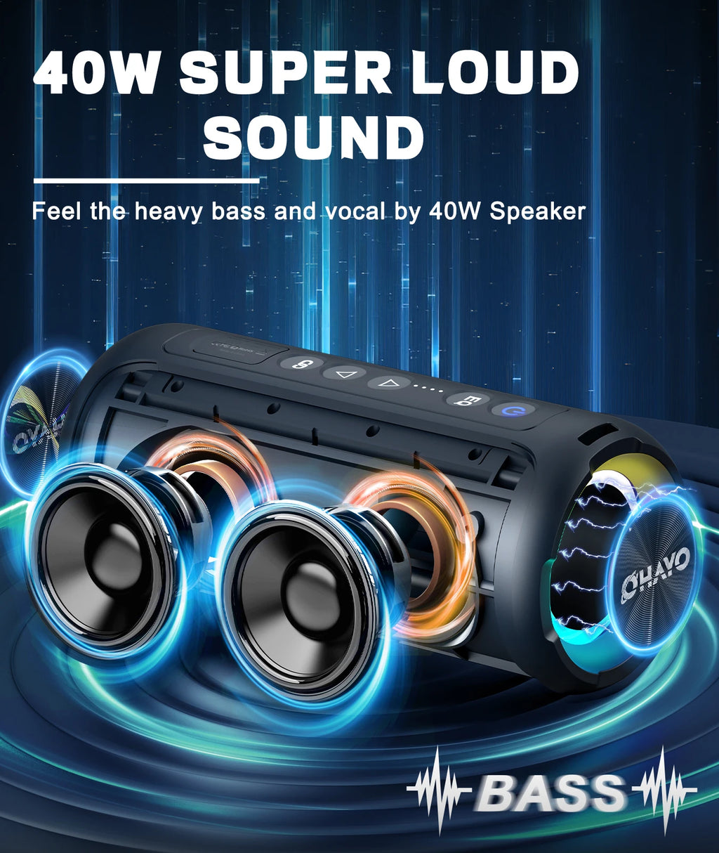Ortizan 40W Portable Bluetooth Speaker — IP7 Waterproof, 30Hr Battery