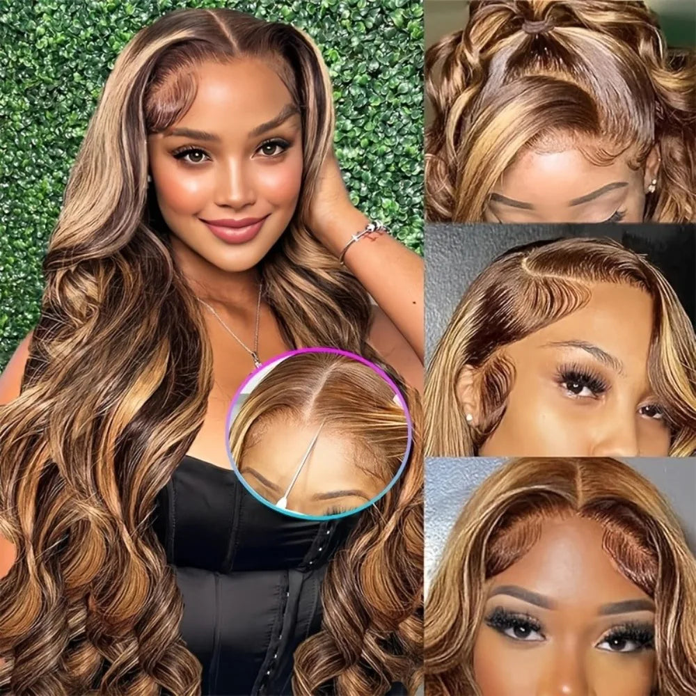 30 Inch Honey Blonde Ombre Body Wave Lace Front Wig | 4/27 Highlight 13x4 13x6 HD Glueless Pre-Plucked Brazilian Human Hair
