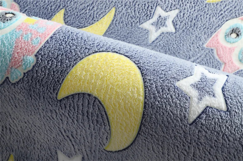 Rainbow Unicorn Glow in the Dark Area Rug – Large Kids Room Carpet with Stars