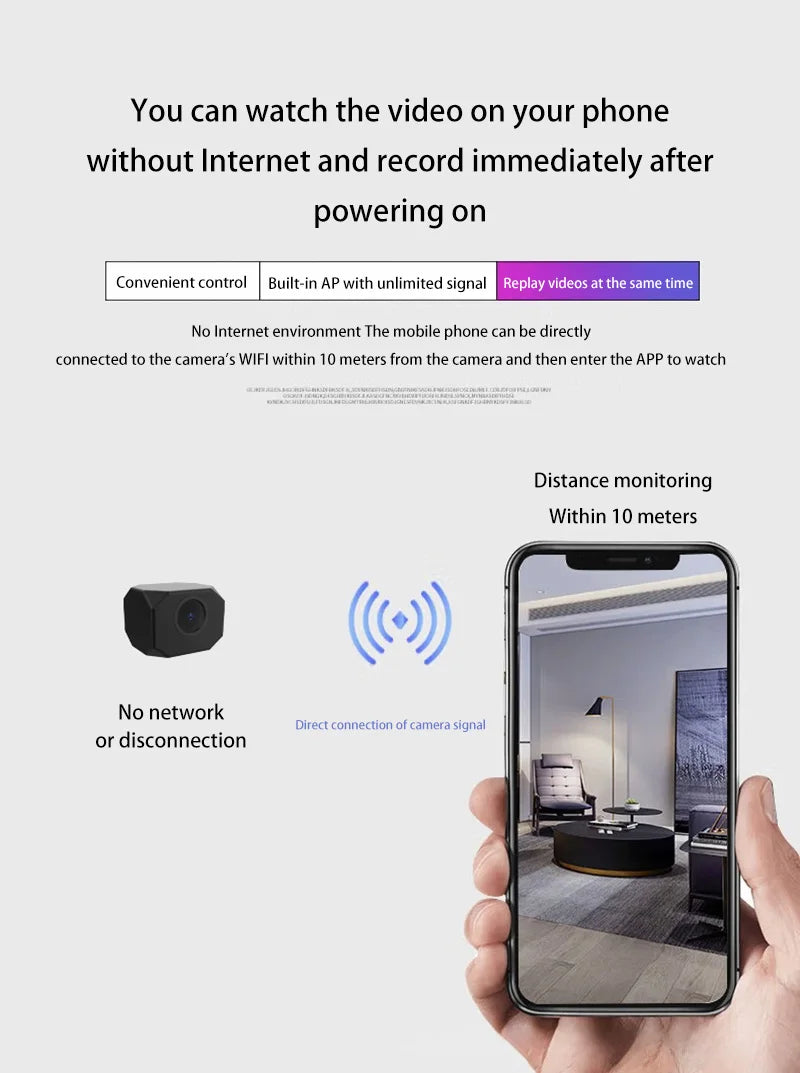 1080P Mini WiFi Camera – AP Hotspot, Remote Monitor, Motion Detection | Portable Home Security