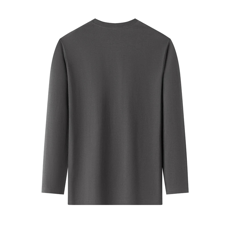 Men's Solid Color Round Neck Cotton Long Sleeve Tee — Everyday Essential