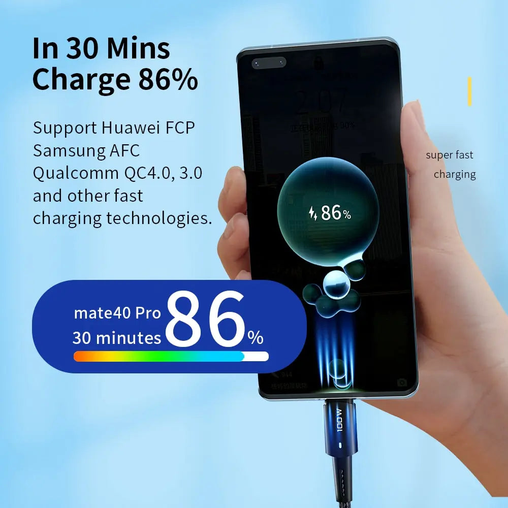 Fast Charge Everything. — Essager PD 100W/60W USB-C to USB-C Fast Charging Cable | 0.25m, 1m, 2m & 3m, Xiaomi, Samsung, Huawei, MacBook, iPad, Black, Blue & Brown