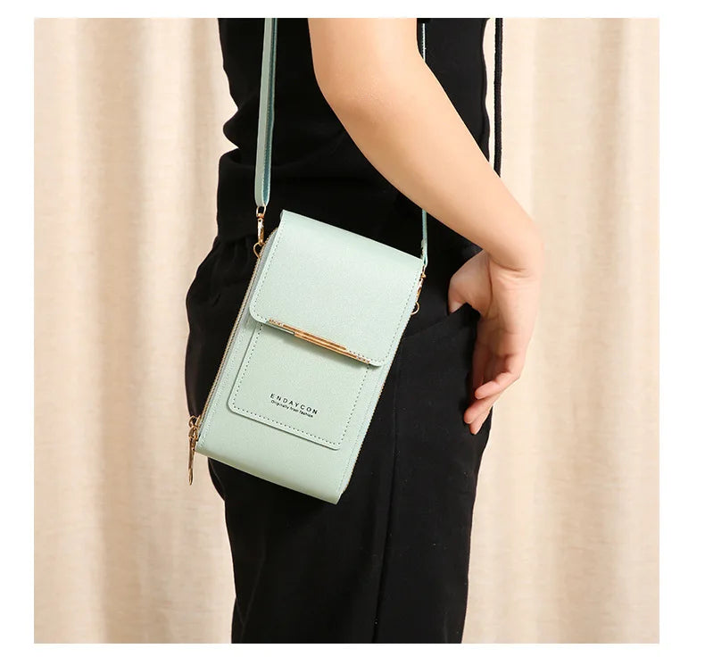 Women Crossbody Shoulder Bags Wallets Touch Screen Cell Phone Purse Soft Leather Strap Handbag for Female Luxury Messenger Bags