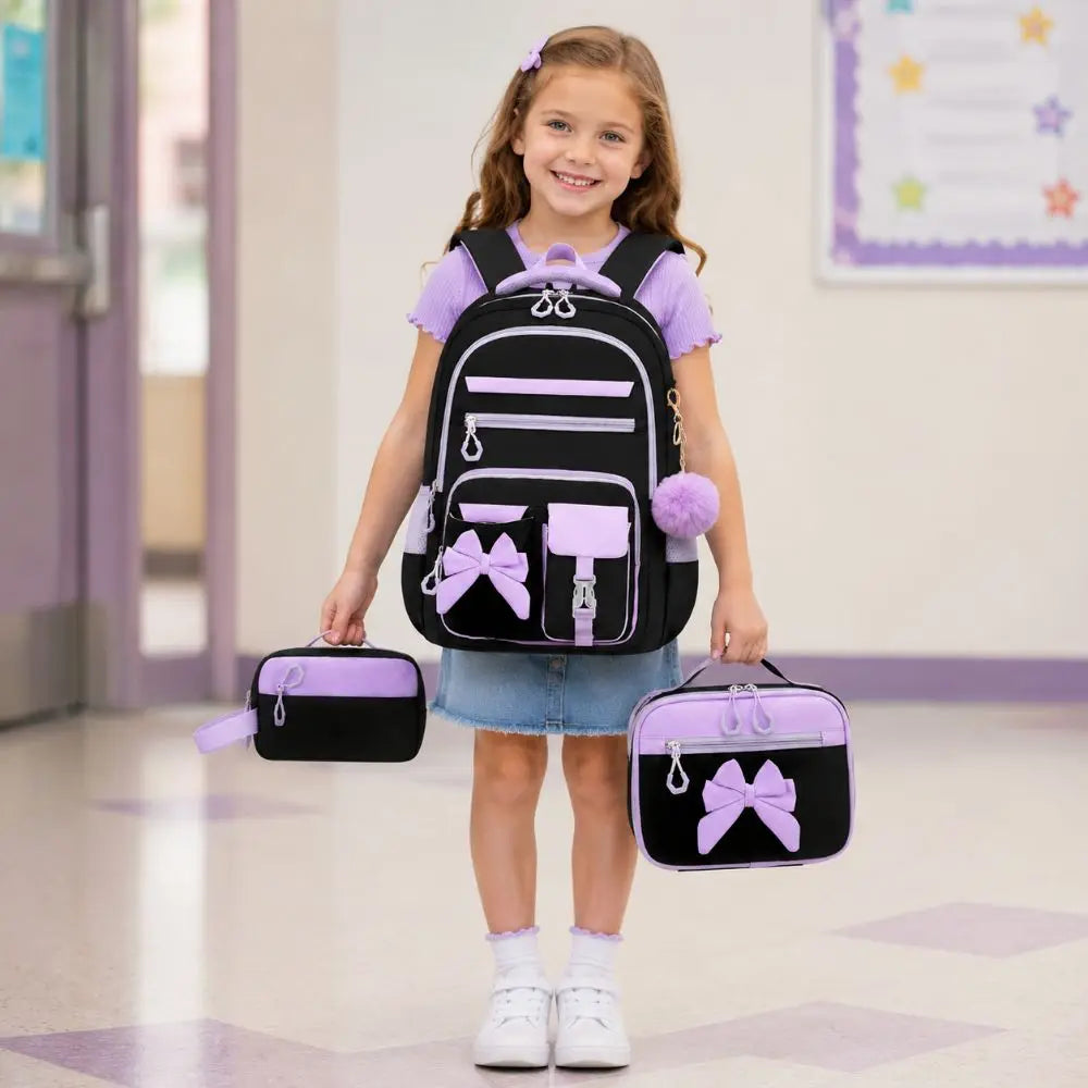 Bow-Knot School Backpack – Bag & Matching Set Options