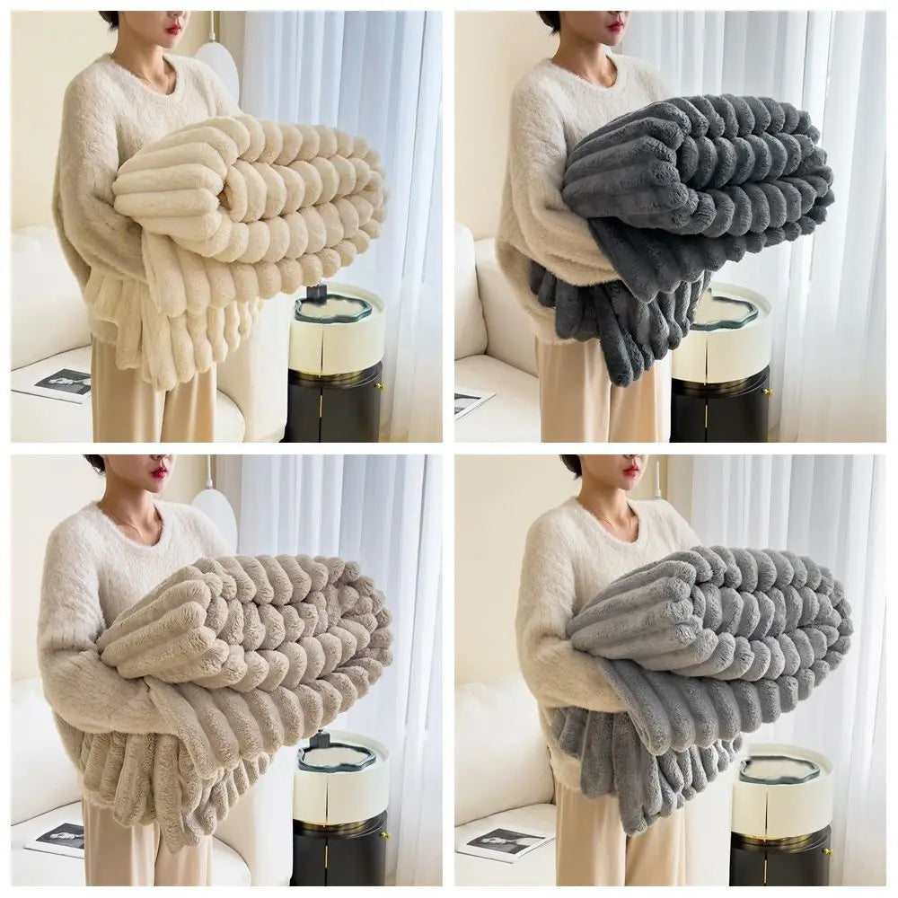 Double-Sided Jacquard Throw Blanket – Warm & Breathable Cotton-Bamboo Blend, 6 Colors