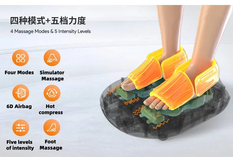 Jinkairui Automatic Foot Massage Machine — Full Wrap Rollers, Sole Kneading & Airbag Pressing