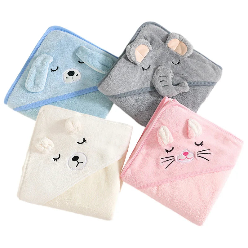 Cartoon Animal Hooded Baby Bath Towel – Soft Newborn Bathrobe & Swaddle Wrap for Boys & Girls