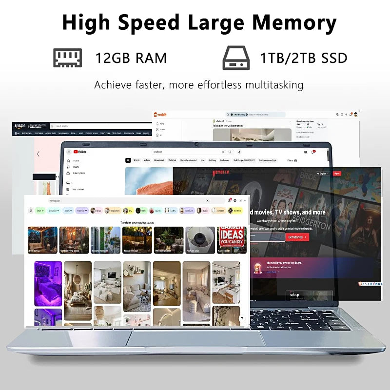 14" Intel Dual-Camera Laptop – 12GB DDR3, Up to 2TB SSD, Wi-Fi 5, Windows 11