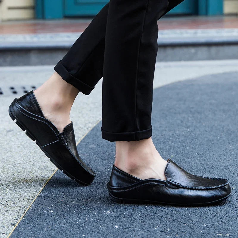Men's Cow Leather Slip-On Boat Loafers