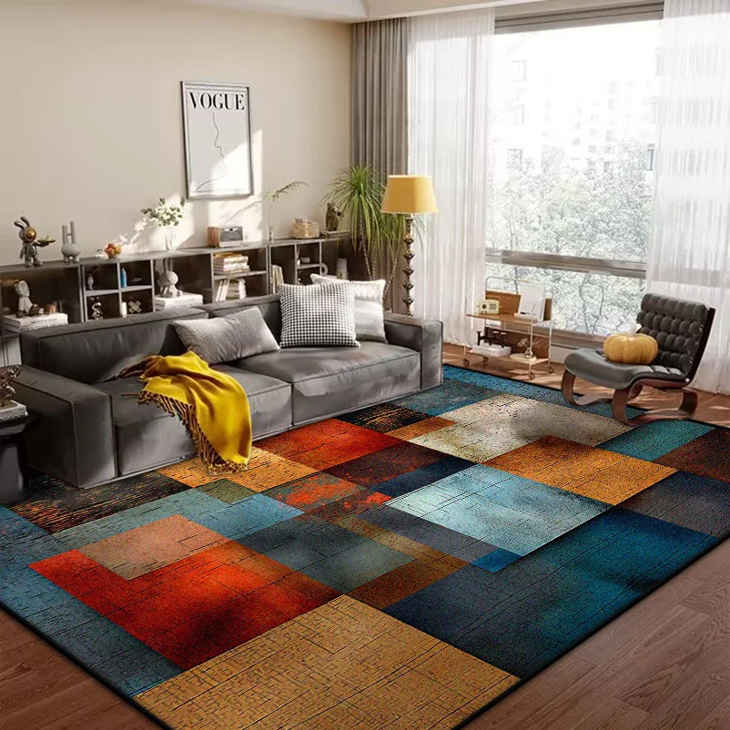 Geometric Abstract Large Area Rug – Non-Slip Custom Floor Mat for Living Room & Bedroom, 15 Colors & 15 Sizes