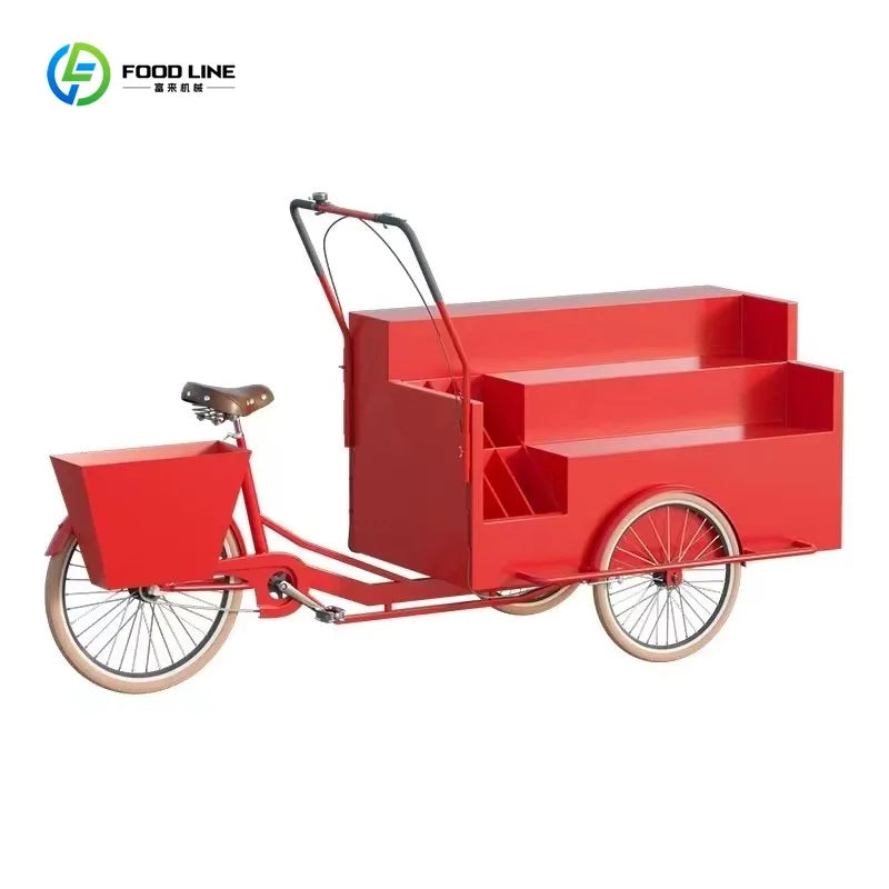 Custom Commercial Ice Cooler Cart Tricycle – Stainless Steel Freezer Bicycle for Snacks & Candy