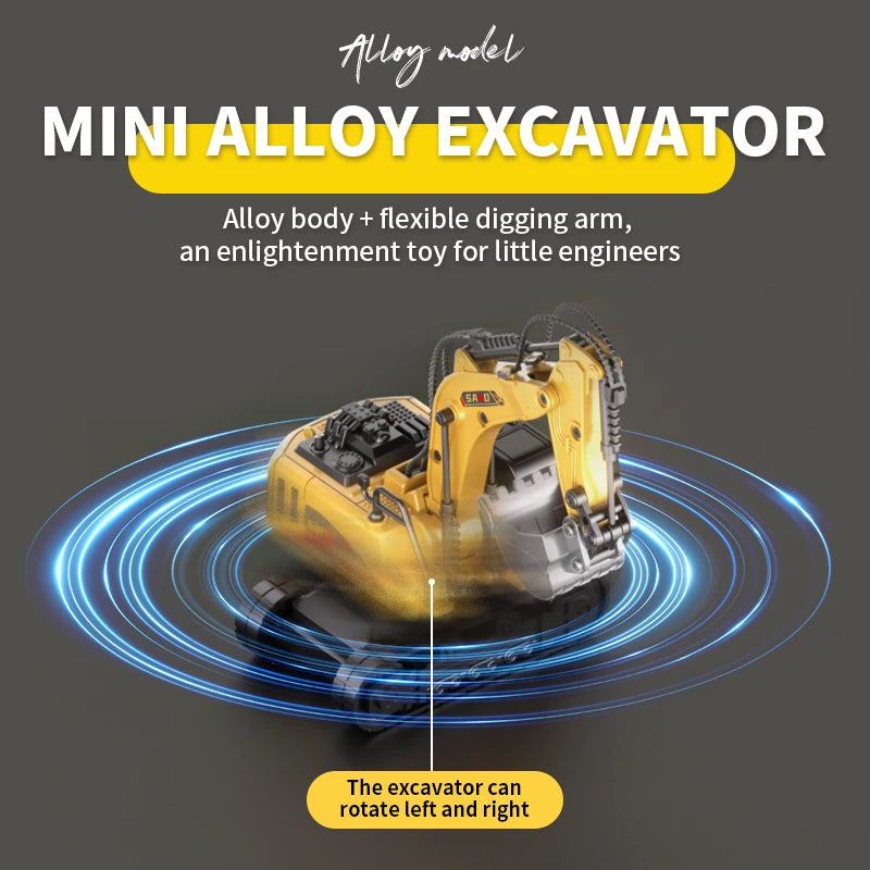 1:64 Mini RC Crane & Forklift 2-in-1 – Bluetooth Alloy Toy Car with Trailer