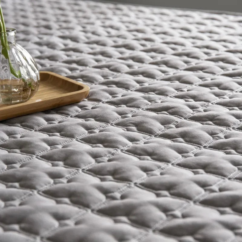 5-Sided Embossed Cotton Quilted Mattress Protector – Washable Anti-Mite Topper, Multiple Sizes