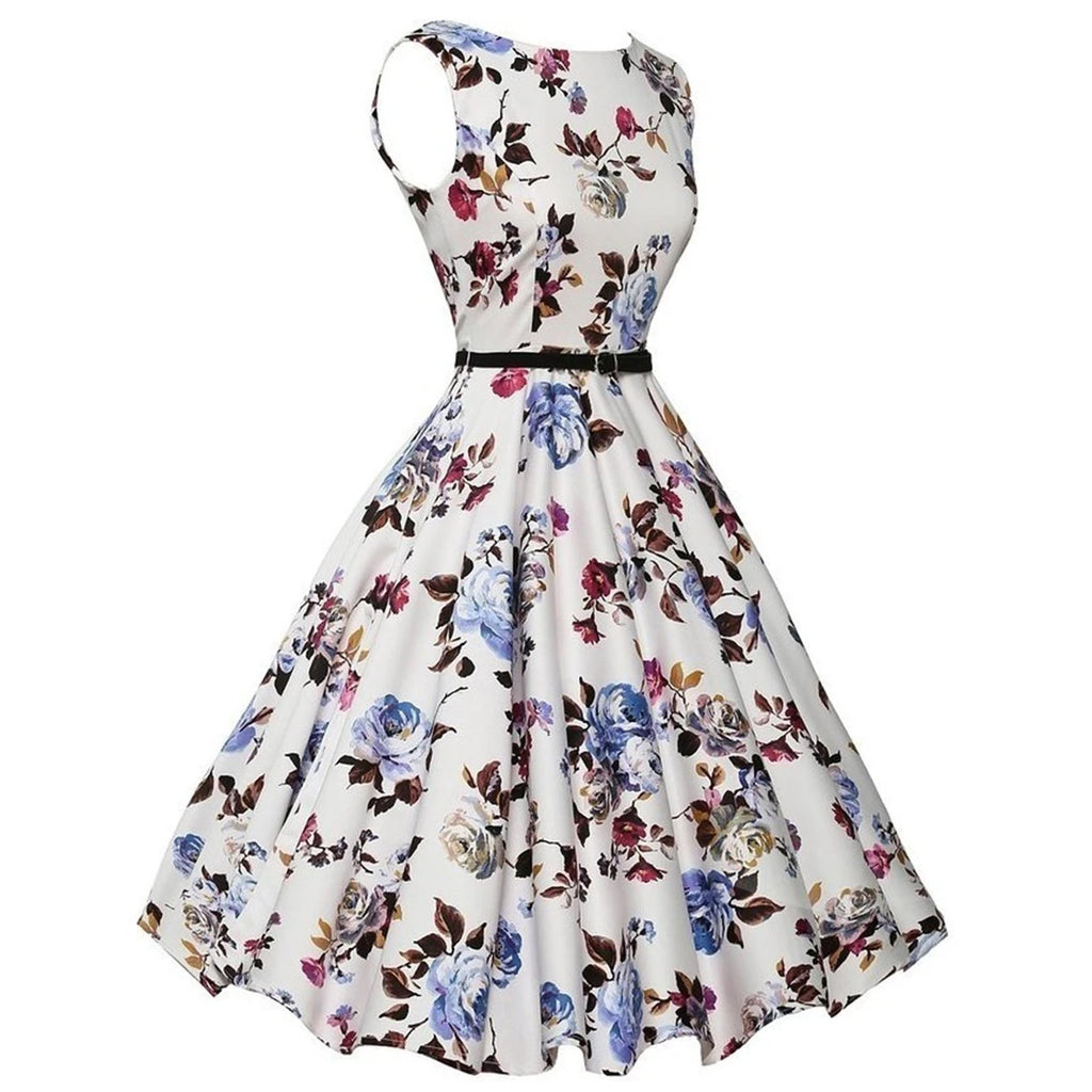 Floral Retro Swing Vintage Rockabilly Dress – Summer Casual Women's Vestido