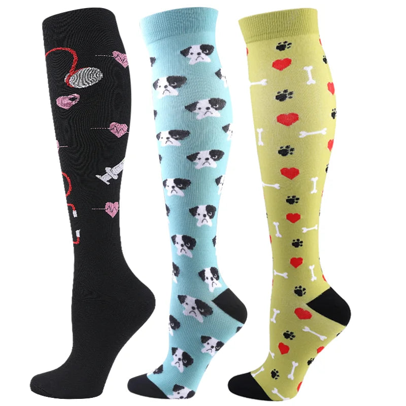 Knee High Compression Socks 20-30mmHg – 3 Pairs for Diabetes, Varicose Veins, Edema, Nurse & Running