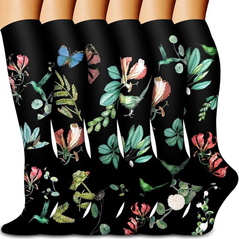 Knee High Compression Stockings 20-30mmHg – 6 Pairs Sports, Medical, Varicose Veins, Pregnancy, Edema & Diabetes