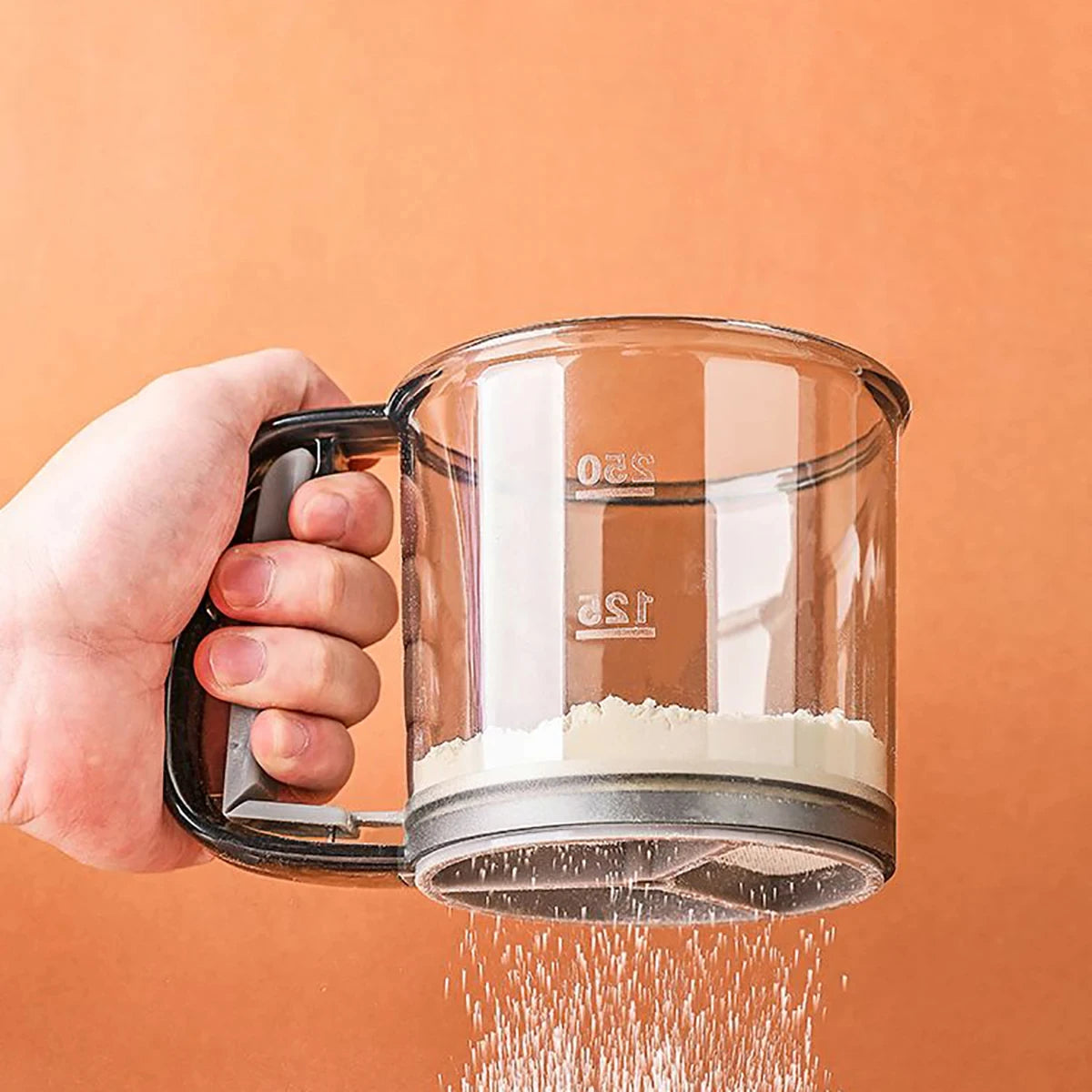 Baking Flour Sieve with Capacity Scale — 40 Mesh Semi-Automatic Kitchen Filter