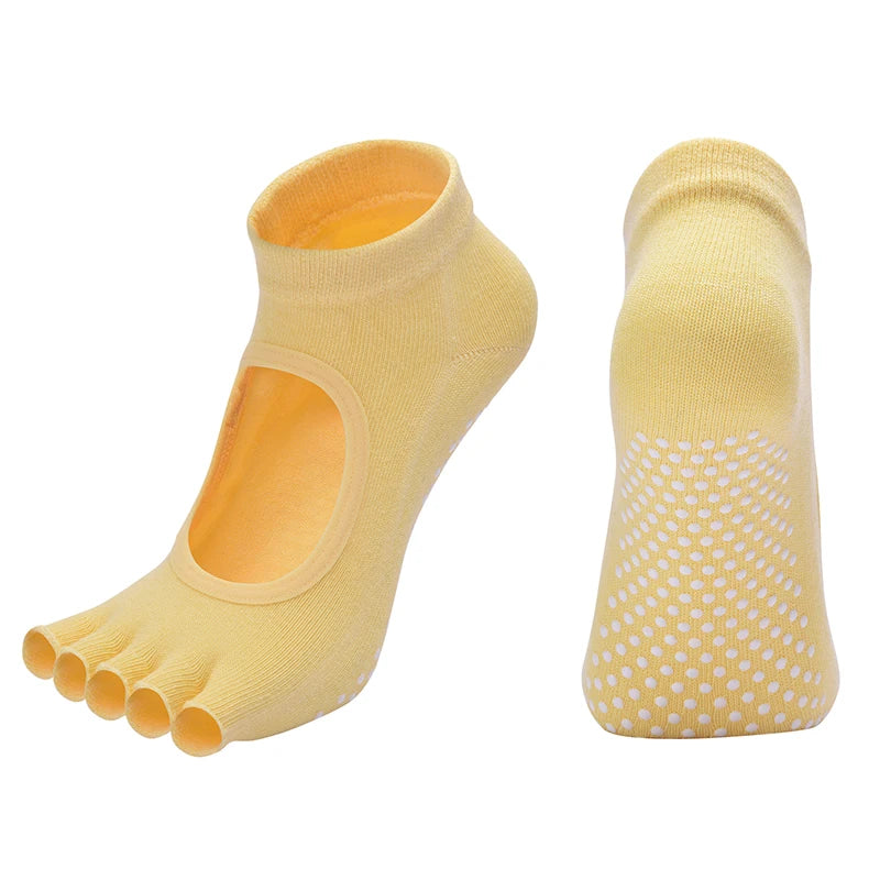 Women's Backless Yoga Socks – Cotton Five-Toe Grip