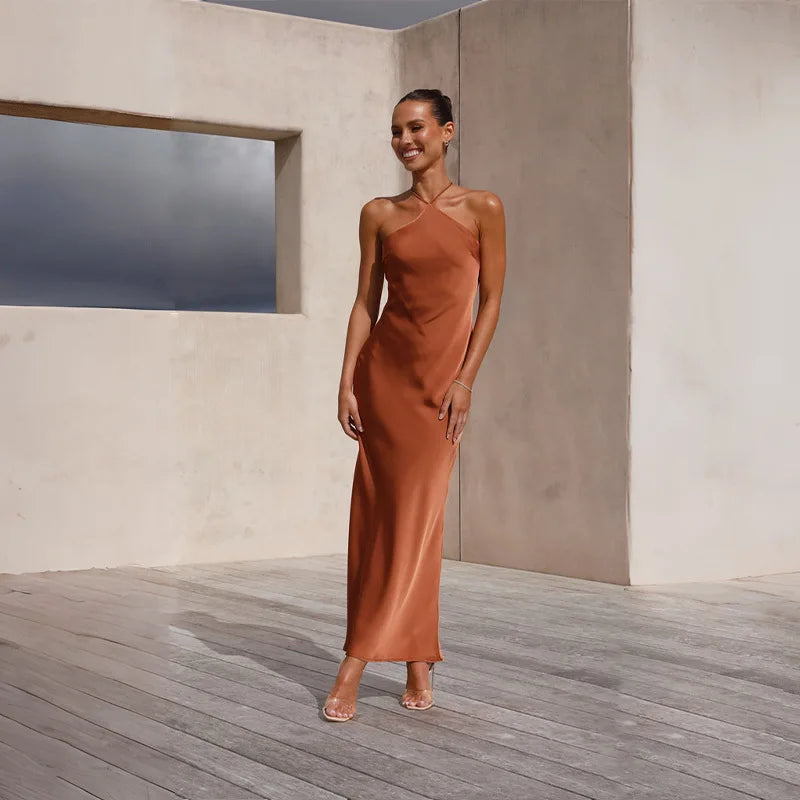 Sleeveless Backless Slim Maxi Party Dress — Sexy Solid Temperament Formal Dress