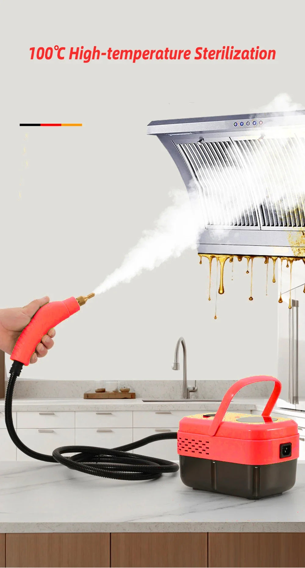 2500W Handheld Steam Cleaner – High Temperature for Air Conditioner, Kitchen Hood & Car (110V/220V)