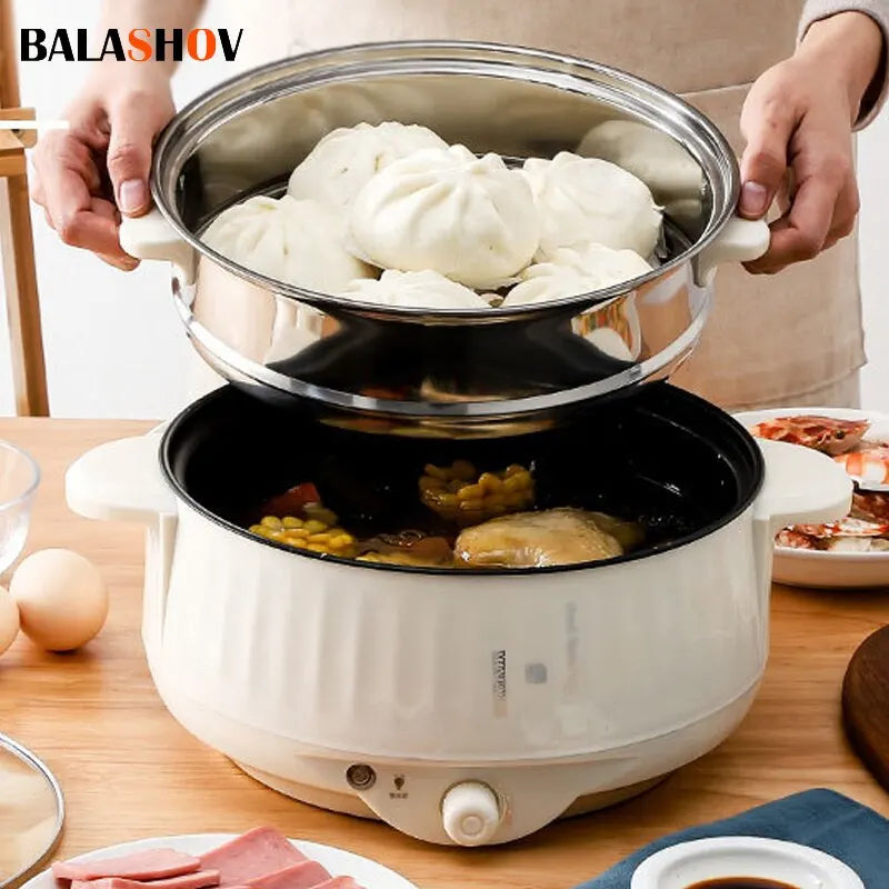 220V Multi Cooker Electric Pot — Single/Double Layer Non-Stick Hot Pot & Rice Cooker for 1–2 People