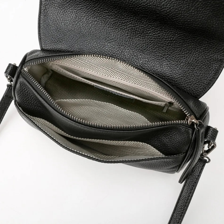 VANDERWAH 100% Genuine Cow Leather Flap Crossbody Shoulder Bag – Designer Messenger Handbag for Women