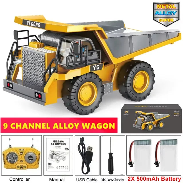 1:20 Scale 4WD RC Excavator Dump Truck Bulldozer – Alloy Construction Vehicle with Lights & Sound