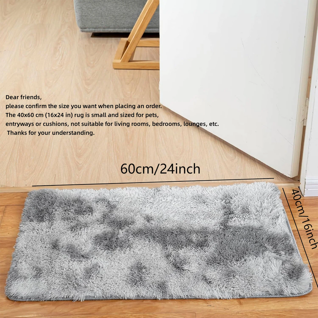 VIKAMA Tie-Dye Plush Carpet — Soft Fluffy Non-Slip Area Rug for Living Room, Kids Room & Baby Crawling