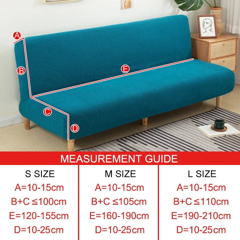 Armless Futon Sofa Bed Cover – Polar Fleece Elastic Slipcover for Folding Furniture & Bench