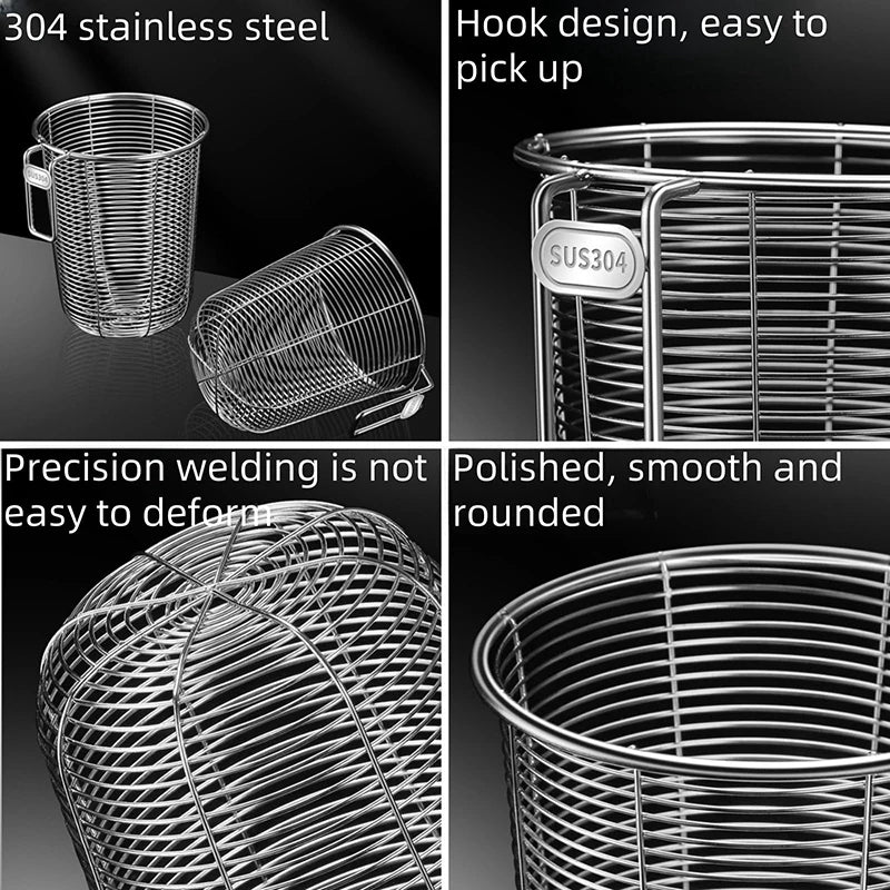 304 Stainless Steel Chopstick Holder & Tableware Drainer Basket – Wall-Hanging Kitchen Utensil Organizer