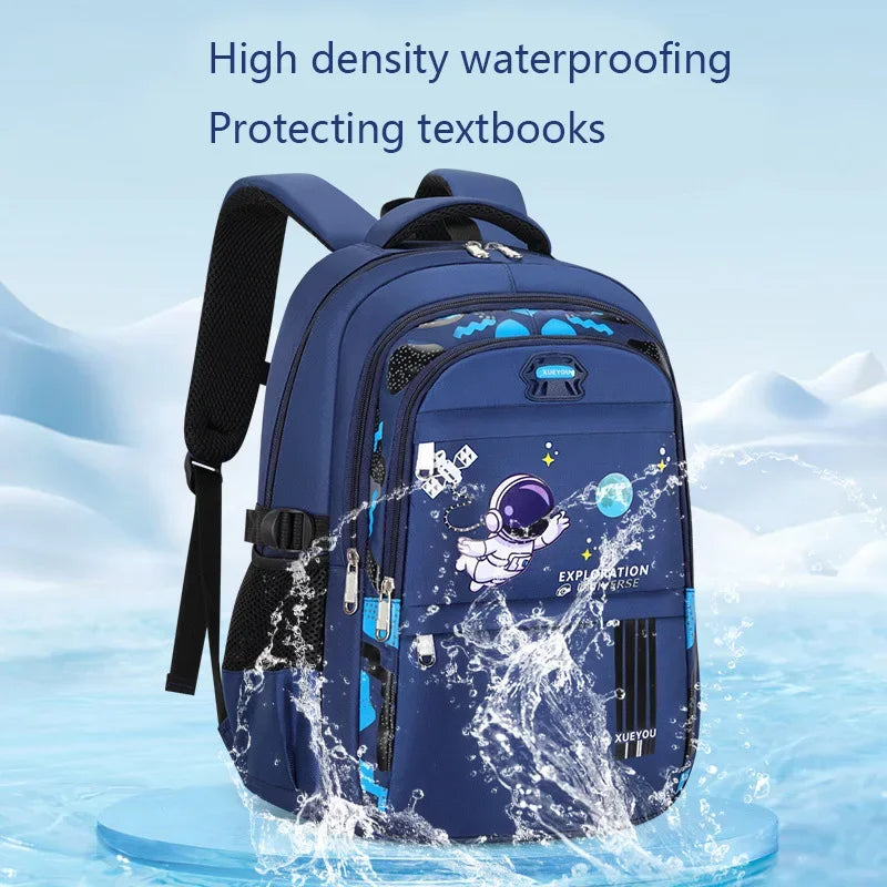 Astronaut Kids School Backpack – Waterproof Oxford Cartoon Book Bag for Boys & Girls Ages 2–16