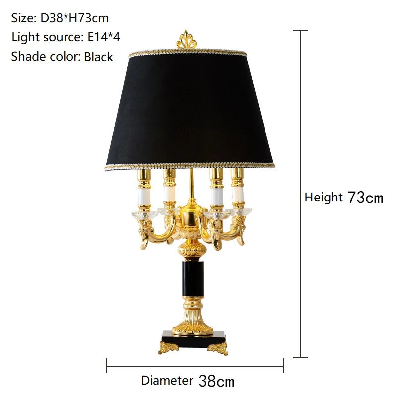 Crystal Table Lamp – Black or Beige Fabric Shade