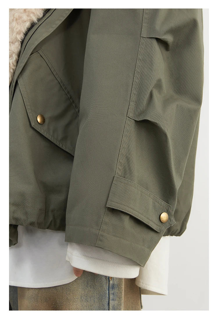 Women's Retro Motorcycle Cotton Overcoat – Loose Thick Streetwear Jacket