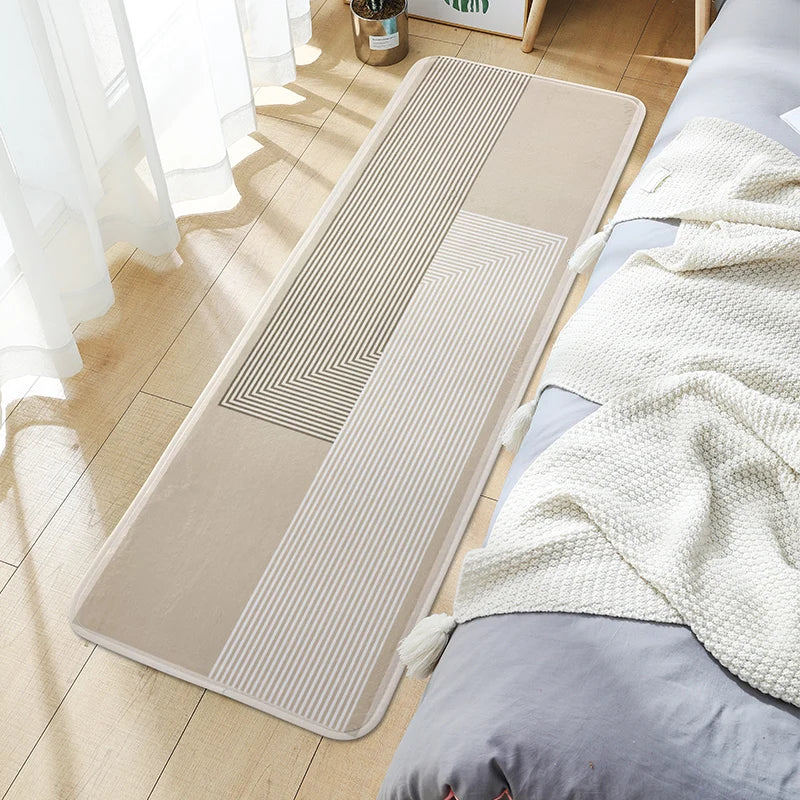 Cartoon Plush Bedside Floor Mat – Non-Slip Long Strip Rug for Bedroom, Sofa & Coffee Table