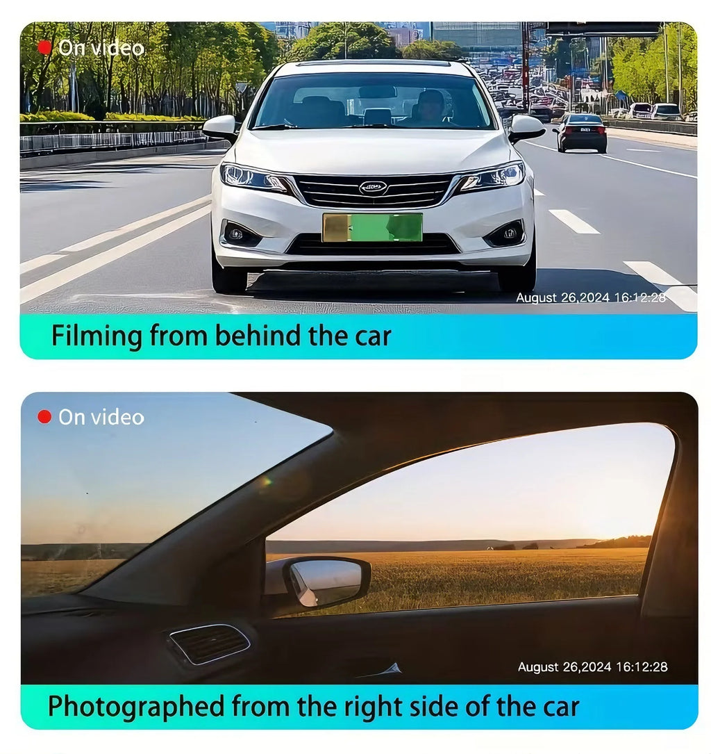 360° 4-Camera Car Dash Cam DVR System – Front, Rear, Interior & Side, Night Vision, Loop Recording