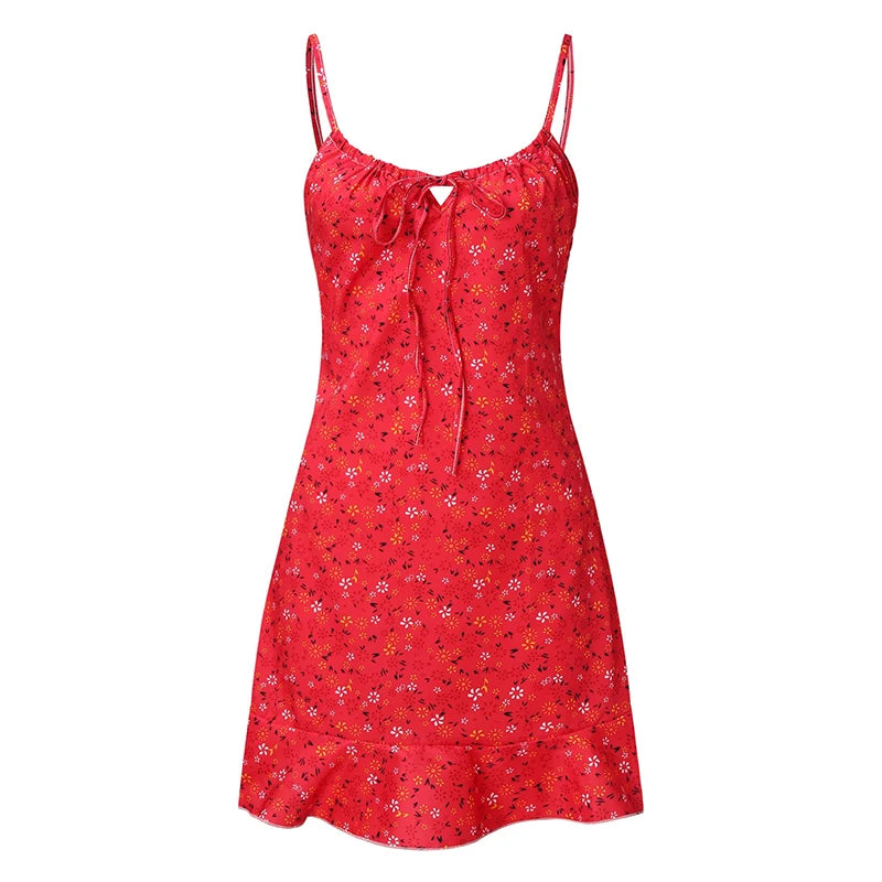 Women's Floral Camisole Mini Dress – Casual Comfortable Summer Skirt Dress