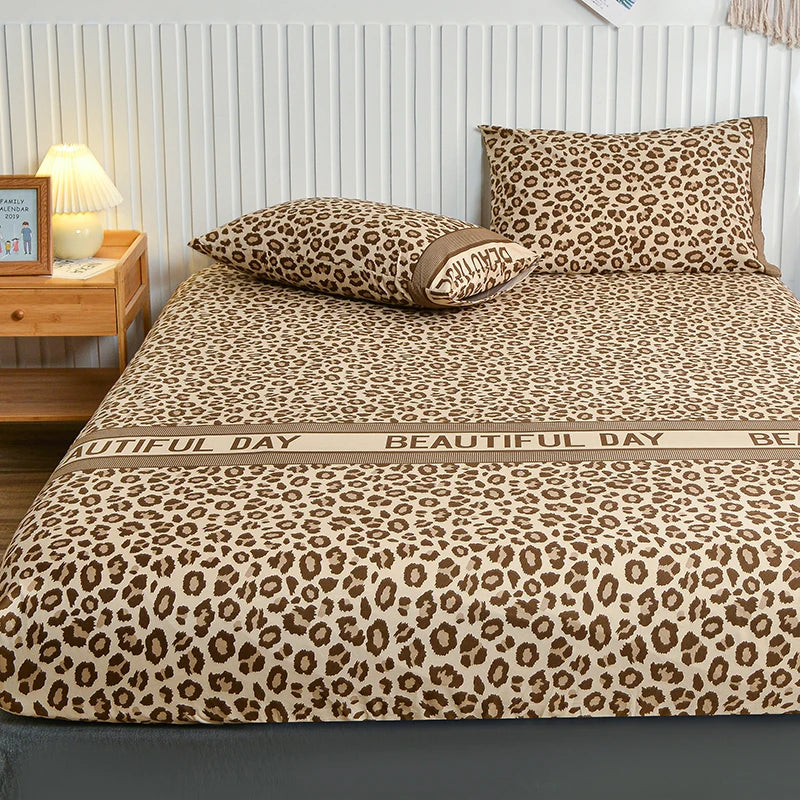 White Marble Print Fitted Bed Sheet with Elastic Band | Single, Queen & King Size, All-Around Bed Cover