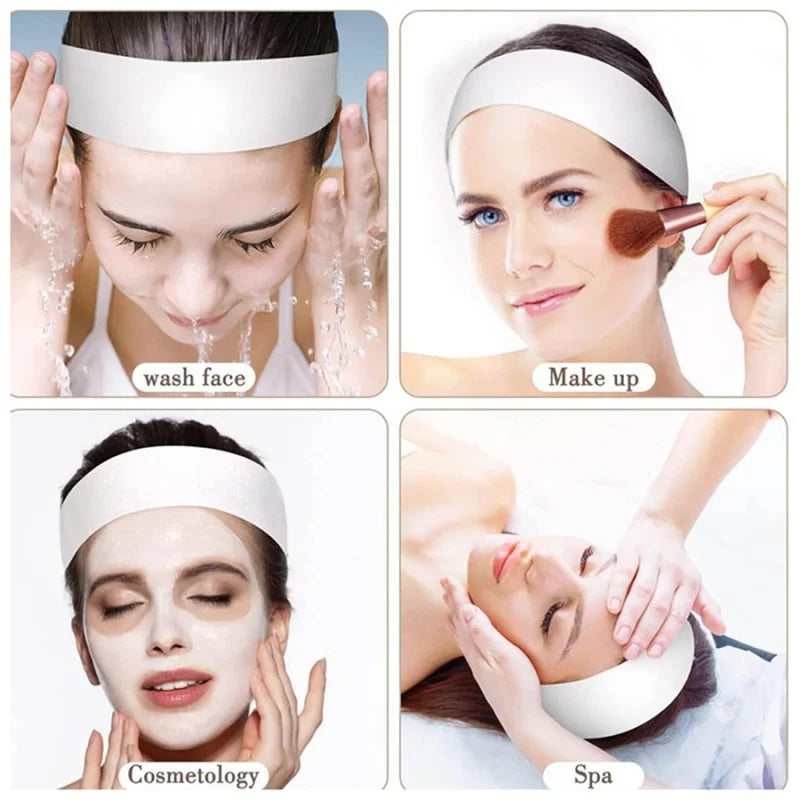Disposable Spa Facial Headbands — Soft Non-Woven Skincare Bands (10/50/100 Pack)