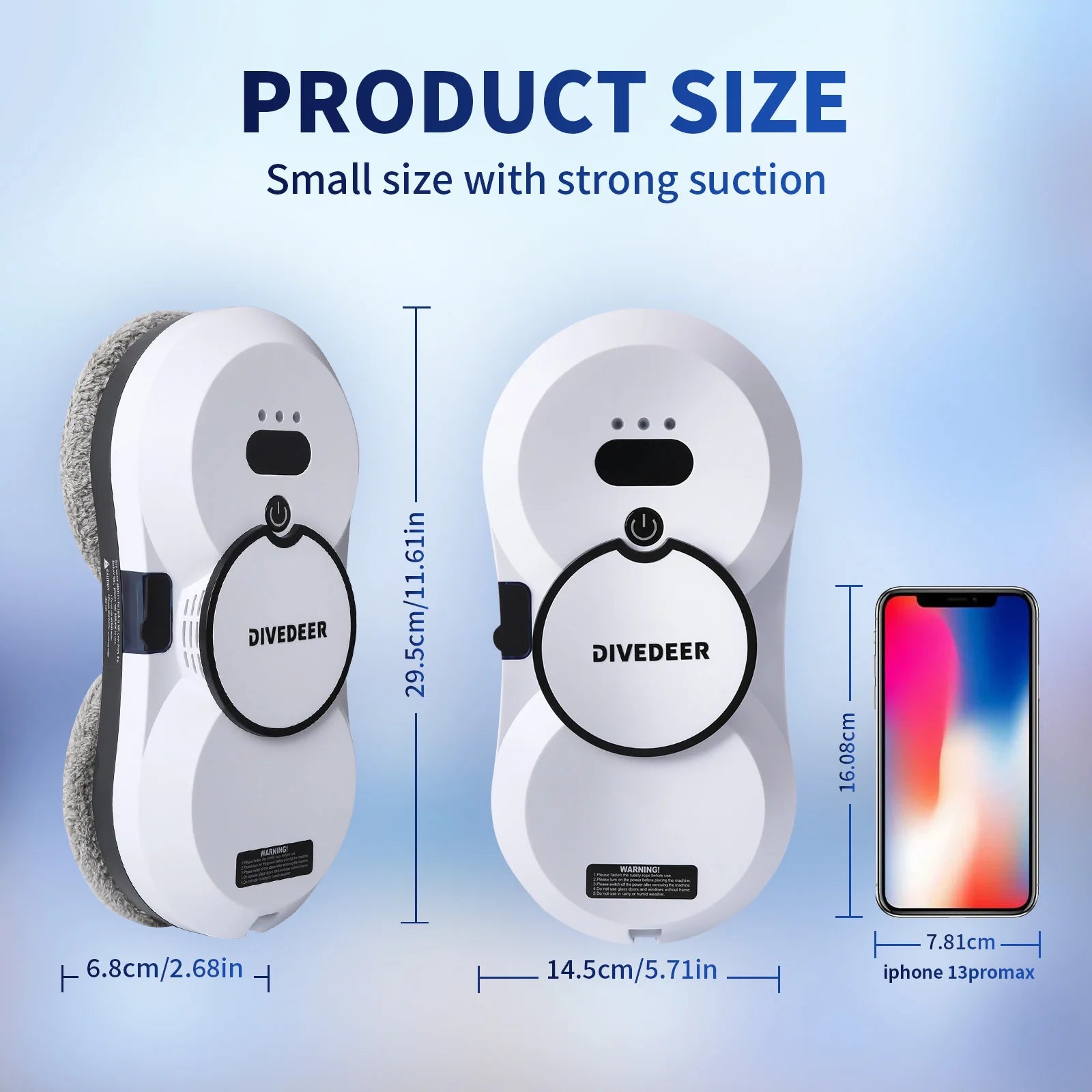 DIVEDEER Window Cleaning Robot – 5600PA Suction, Electric Spray & Fall Prevention Remote Cleaner