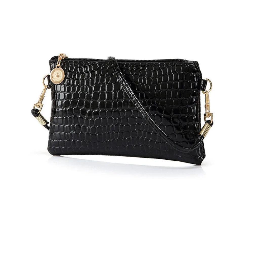 Slim PU Baguette Satchel Shoulder Bag – Elegant Zipper Purse for Women