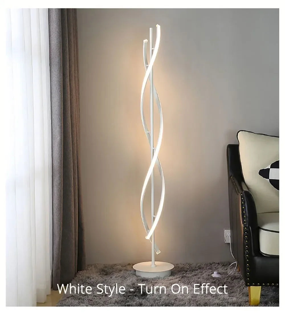 Spiral LED Floor Lamp – 135cm Sculptural Light