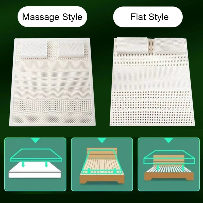 100% Natural Latex Mattress with Cover – Imported Pure Rubber, 1.8m/2.0m, Thickened