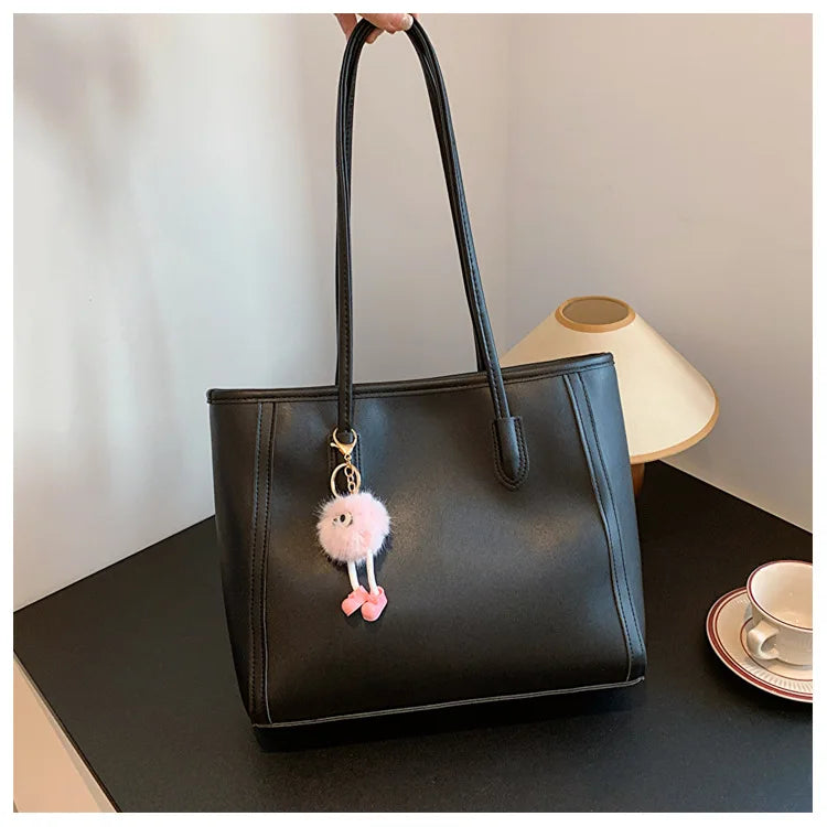 FXZLLQ Korean Style PU Leather Underarm Tote Shoulder Bag – Versatile Casual Handbag for Women Daily Use
