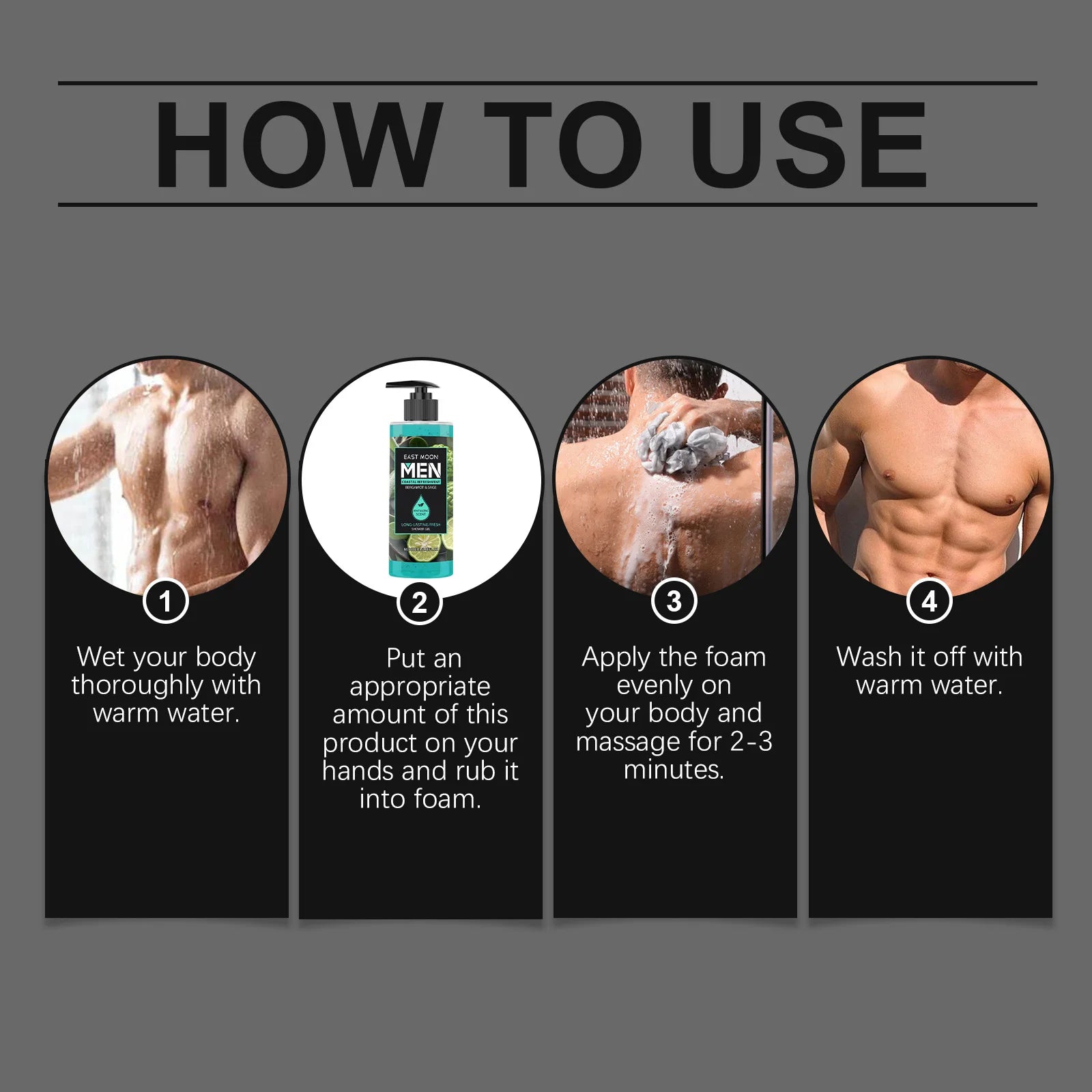 Men's Lasting Fragrance Shower Gel 100ml – 4 Scents, Deep Cleansing & Natural Plant Extract