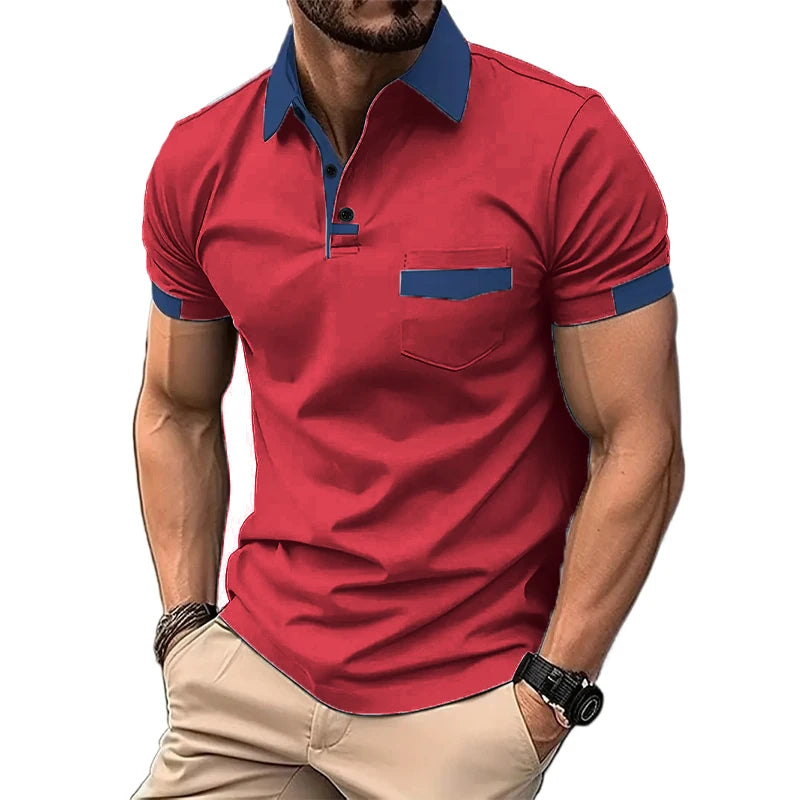 Men's Short Sleeve Polo Shirt with Pocket — Classic Casual Polo